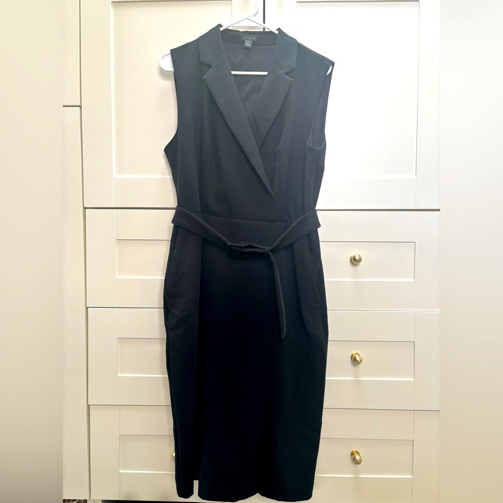 Ann Taylor collared faux wrap dress